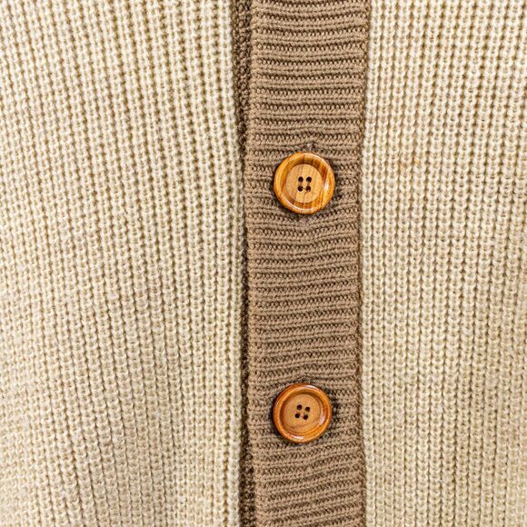 Bambergers Chunky Knit Sweater Cardigan Medium VTG 60s 70s Wood Buttons - Picture 4 of 9